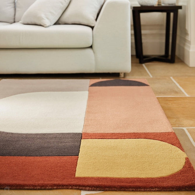 Bauhaus Graphic 2 Modern Abstract Hand-Woven Wool Orange/Tan/Brown/Cream/Yellow/Multicolour Rug-Origins-Rug Love - The Most Loved Rug Store