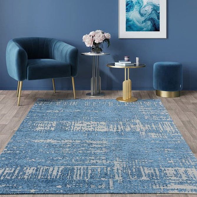 Beau Modern Abstract Distressed Shimmer Soft Textured Flatweave Denim Rug-Asiatic Carpets-Rug Love - The Most Loved Rug Store