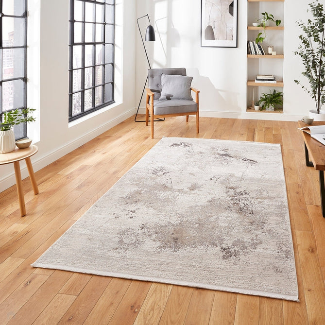 Bellagio 2790 Modern Abstract Distressed Marbled Metallic Shimmer Textured Ultra High-Density Soft Flat Pile Beige Rug-Think Rugs-Rug Love - The Most Loved Rug Store