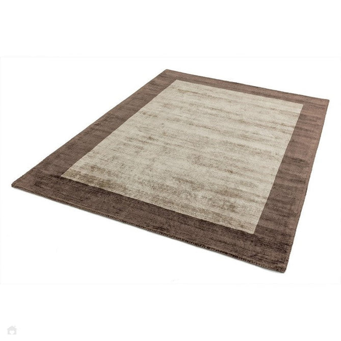 Blade Border Modern Plain Distressed Shimmer Hand-Woven Textured Silky Viscose Flatweave Choco/Mocha Rug-Asiatic Carpets-Rug Love - The Most Loved Rug Store