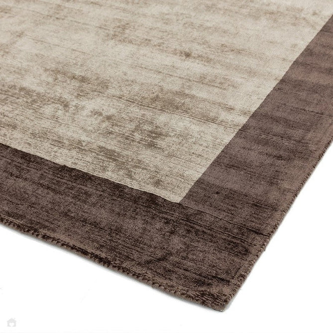 Blade Border Modern Plain Distressed Shimmer Hand-Woven Textured Silky Viscose Flatweave Choco/Mocha Rug-Asiatic Carpets-Rug Love - The Most Loved Rug Store