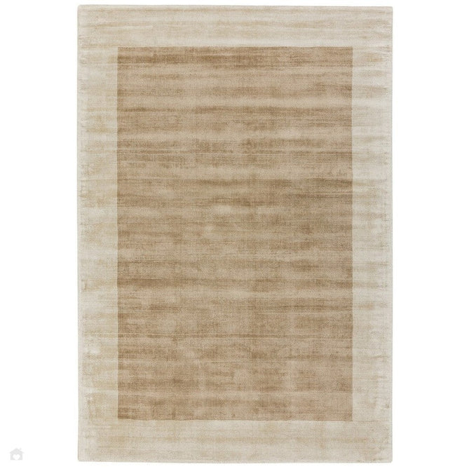 Blade Border Modern Plain Distressed Shimmer Hand-Woven Textured Silky Viscose Flatweave Putty/Champagne Rug-Asiatic Carpets-Rug Love - The Most Loved Rug Store