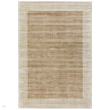 Blade Border Modern Plain Distressed Shimmer Hand-Woven Textured Silky Viscose Flatweave Putty/Champagne Rug