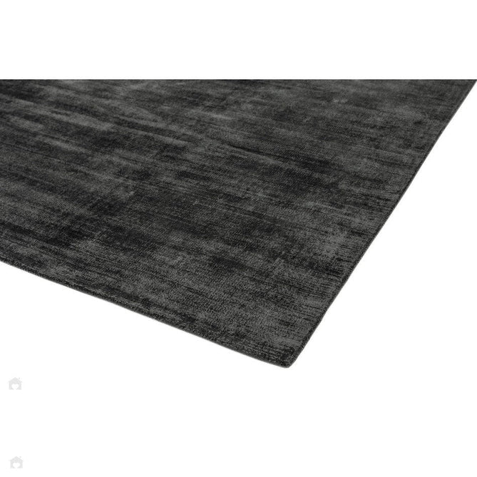 Blade Modern Plain Distressed Shimmer Hand-Woven Textured Silky Viscose Flatweave Charcoal Grey Rug-Asiatic Carpets-Rug Love - The Most Loved Rug Store