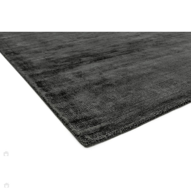 Blade Modern Plain Distressed Shimmer Hand-Woven Textured Silky Viscose Flatweave Charcoal Grey Rug-Asiatic Carpets-Rug Love - The Most Loved Rug Store