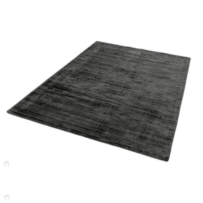 Blade Modern Plain Distressed Shimmer Hand-Woven Textured Silky Viscose Flatweave Charcoal Grey Rug-Asiatic Carpets-Rug Love - The Most Loved Rug Store