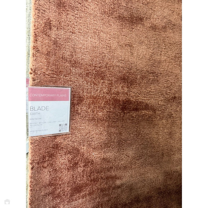 Blade Modern Plain Distressed Shimmer Hand-Woven Textured Silky Viscose Flatweave Earth Terracotta Rug-Asiatic Carpets-Rug Love - The Most Loved Rug Store