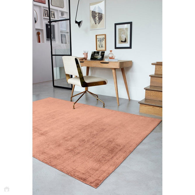 Blade Modern Plain Distressed Shimmer Hand-Woven Textured Silky Viscose Flatweave Earth Terracotta Rug-Asiatic Carpets-Rug Love - The Most Loved Rug Store