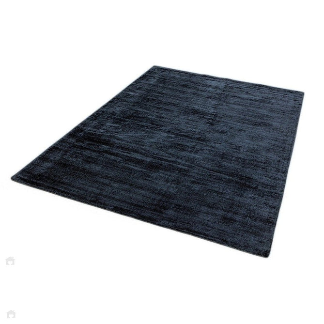 Blade Modern Plain Distressed Shimmer Hand-Woven Textured Silky Viscose Flatweave Navy Rug-Asiatic Carpets-Rug Love - The Most Loved Rug Store