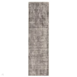 Blade Modern Plain Distressed Shimmer Hand-Woven Textured Silky Viscose Flatweave Silver Runner