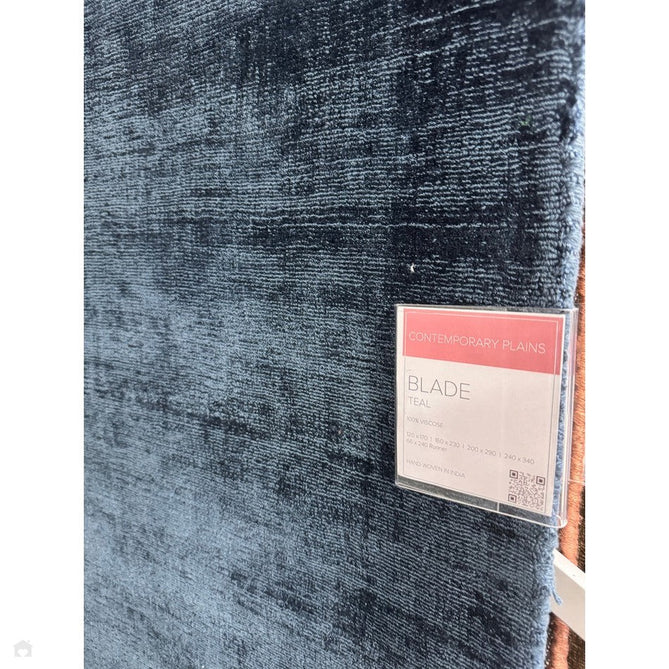 Blade Modern Plain Distressed Shimmer Hand-Woven Textured Silky Viscose Flatweave Teal Rug-Asiatic Carpets-Rug Love - The Most Loved Rug Store