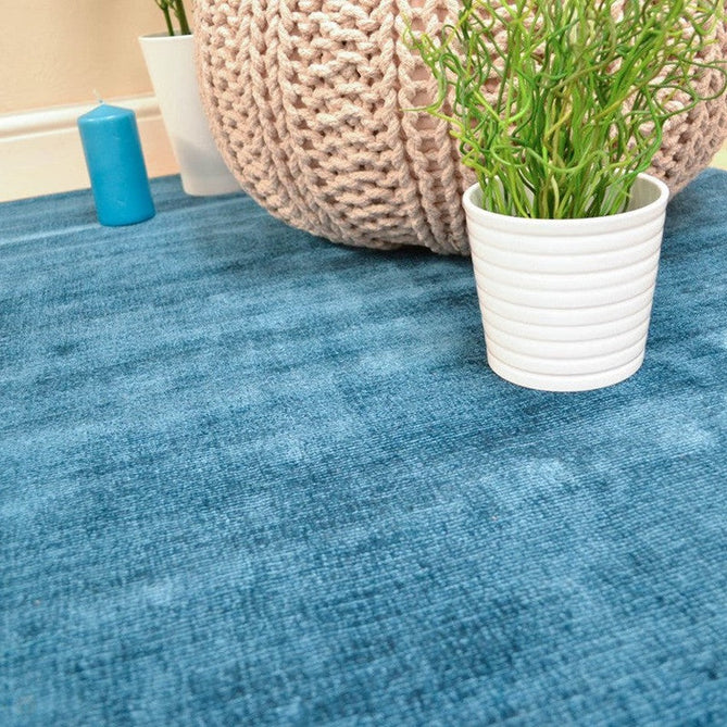 Blade Modern Plain Distressed Shimmer Hand-Woven Textured Silky Viscose Flatweave Teal Rug-Asiatic Carpets-Rug Love - The Most Loved Rug Store