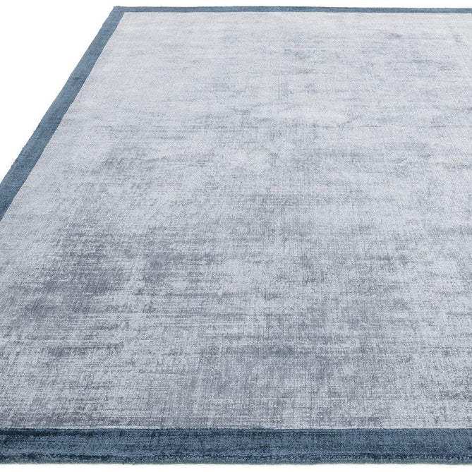 Blade Slim Border Modern Plain Distressed Shimmer Hand-Woven Textured Silky Viscose Flatweave Airforce Blue/Navy Border Rug-Asiatic Carpets-Rug Love - The Most Loved Rug Store