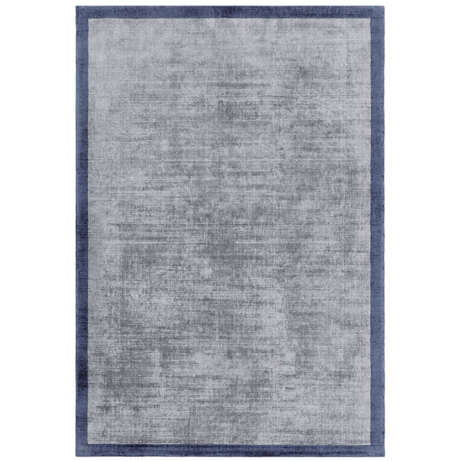 Blade Slim Border Modern Plain Distressed Shimmer Hand-Woven Textured Silky Viscose Flatweave Airforce Blue/Navy Border Rug-Asiatic Carpets-Rug Love - The Most Loved Rug Store