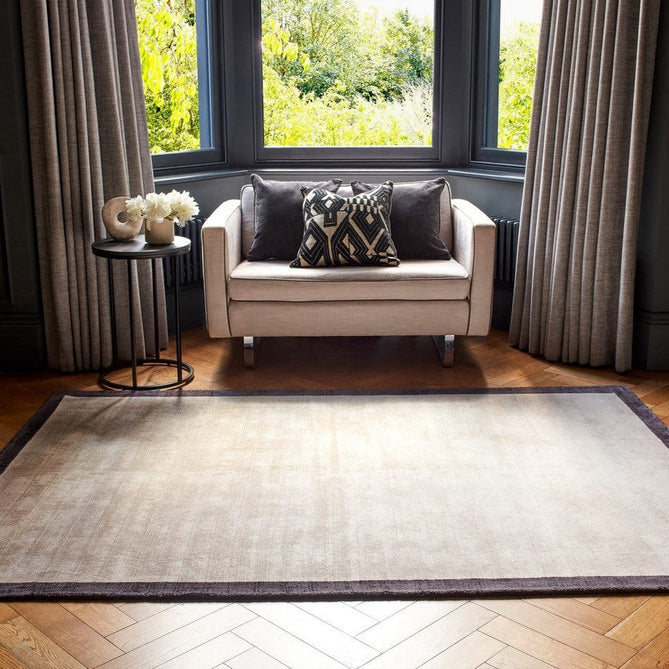 Blade Slim Border Modern Plain Distressed Shimmer Hand-Woven Textured Silky Viscose Flatweave Putty/Charcoal Border Rug-Asiatic Carpets-Rug Love - The Most Loved Rug Store