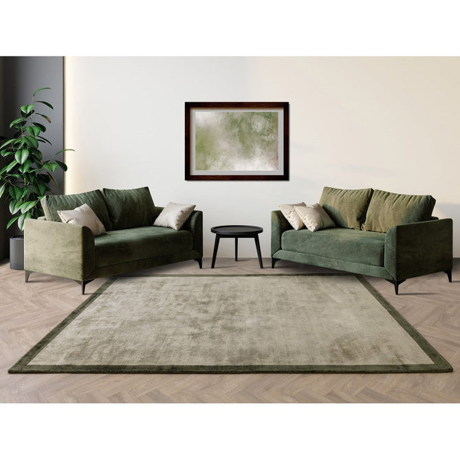 Blade Slim Border Modern Plain Distressed Shimmer Hand-Woven Textured Silky Viscose Flatweave Sage/Olive Green Border Rug-Asiatic Carpets-Rug Love - The Most Loved Rug Store