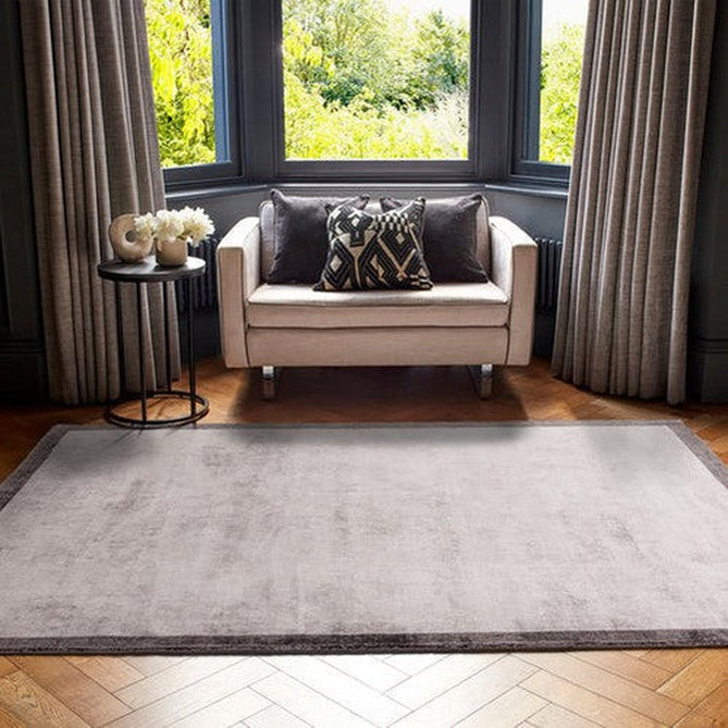 Blade Slim Border Modern Plain Distressed Shimmer Hand-Woven Textured Silky Viscose Flatweave Silver/Grey Border Rug-Asiatic Carpets-Rug Love - The Most Loved Rug Store