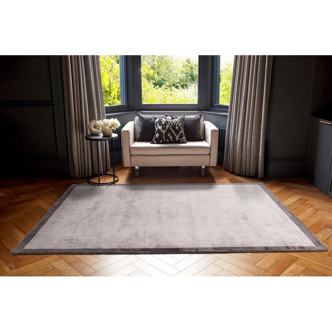 Blade Slim Border Modern Plain Distressed Shimmer Hand-Woven Textured Silky Viscose Flatweave Silver/Grey Border Rug-Asiatic Carpets-Rug Love - The Most Loved Rug Store