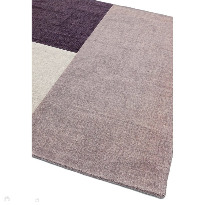 Blox Modern Plain Geometric Hand-Woven Textured Low-Pile Wool Heather/Purple/Grey Rug-Asiatic Carpets-Rug Love - The Most Loved Rug Store