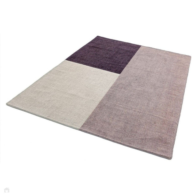 Blox Modern Plain Geometric Hand-Woven Textured Low-Pile Wool Heather/Purple/Grey Rug-Asiatic Carpets-Rug Love - The Most Loved Rug Store