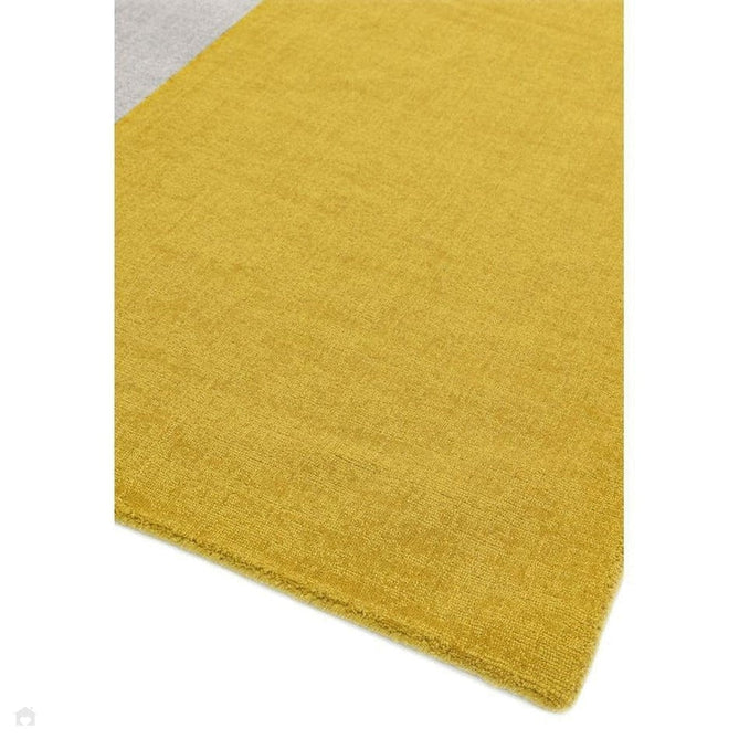 Blox Modern Plain Geometric Hand-Woven Textured Low-Pile Wool Mustard Yellow/Silver/Grey Rug-Asiatic Carpets-Rug Love - The Most Loved Rug Store