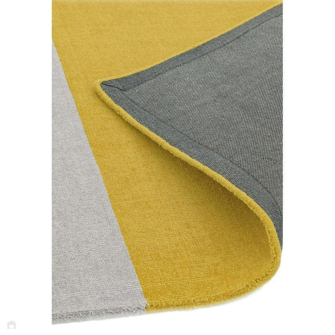 Blox Modern Plain Geometric Hand-Woven Textured Low-Pile Wool Mustard Yellow/Silver/Grey Rug-Asiatic Carpets-Rug Love - The Most Loved Rug Store