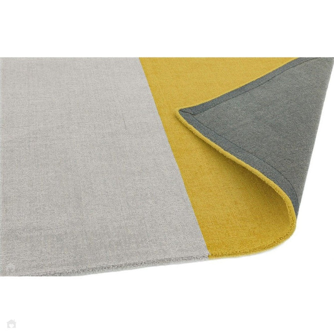 Blox Modern Plain Geometric Hand-Woven Textured Low-Pile Wool Mustard Yellow/Silver/Grey Rug-Asiatic Carpets-Rug Love - The Most Loved Rug Store