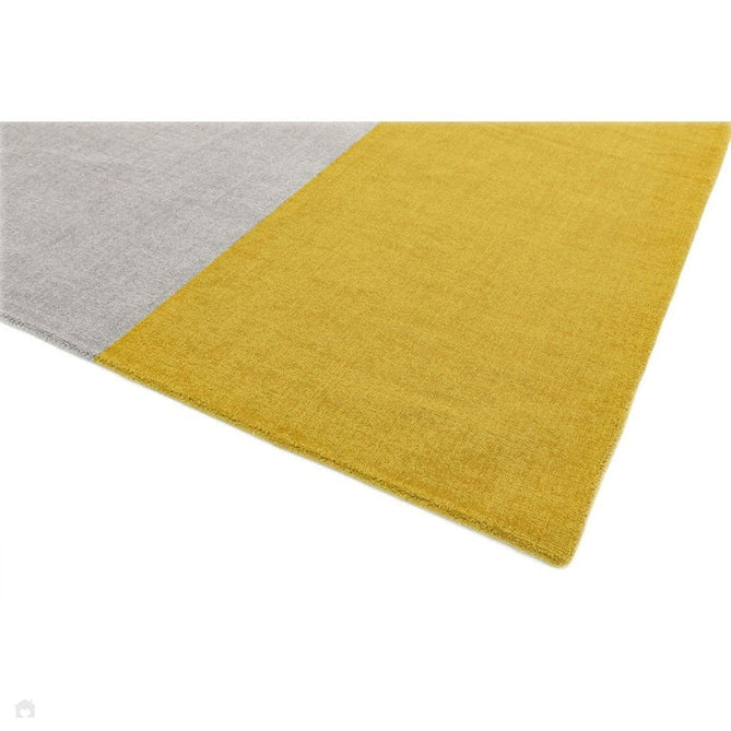 Blox Modern Plain Geometric Hand-Woven Textured Low-Pile Wool Mustard Yellow/Silver/Grey Rug-Asiatic Carpets-Rug Love - The Most Loved Rug Store