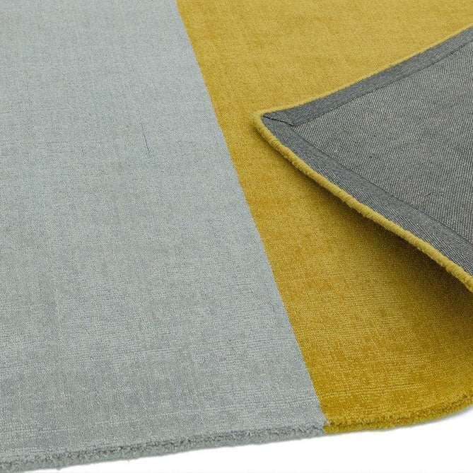 Blox Modern Plain Geometric Hand-Woven Textured Low-Pile Wool Mustard Yellow/Silver/Grey Rug-Asiatic Carpets-Rug Love - The Most Loved Rug Store