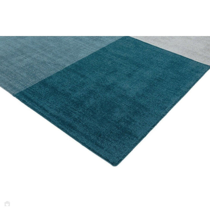 Blox Modern Plain Geometric Hand-Woven Textured Low-Pile Wool Teal/Grey Rug-Asiatic Carpets-Rug Love - The Most Loved Rug Store