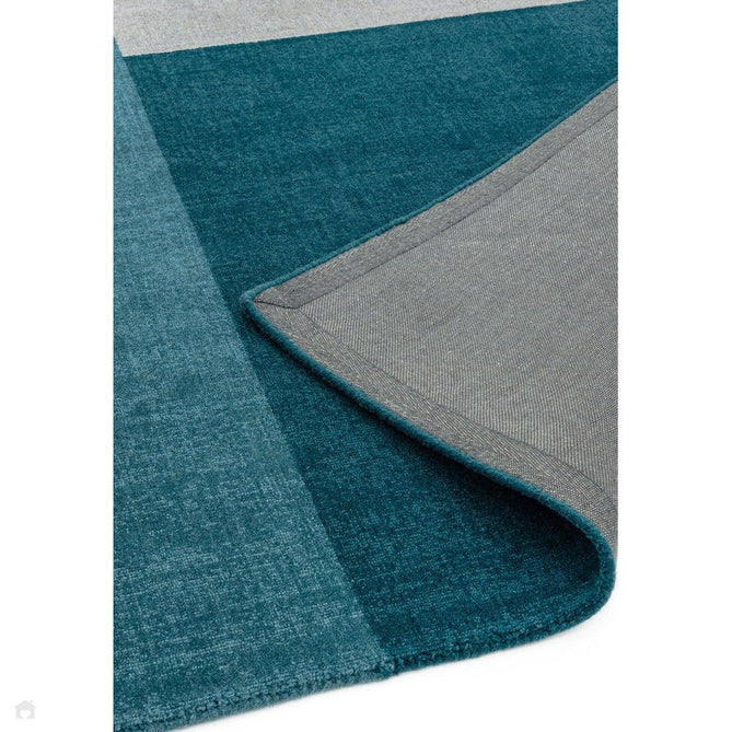 Blox Modern Plain Geometric Hand-Woven Textured Low-Pile Wool Teal/Grey Rug-Asiatic Carpets-Rug Love - The Most Loved Rug Store