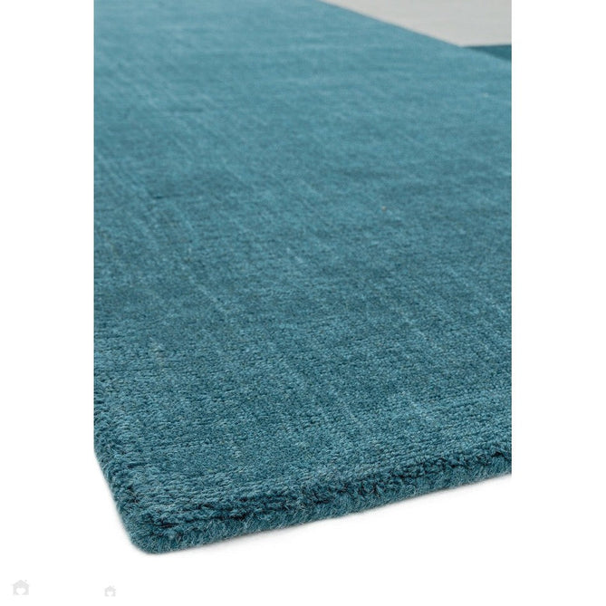 Blox Modern Plain Geometric Hand-Woven Textured Low-Pile Wool Teal/Grey Rug-Asiatic Carpets-Rug Love - The Most Loved Rug Store