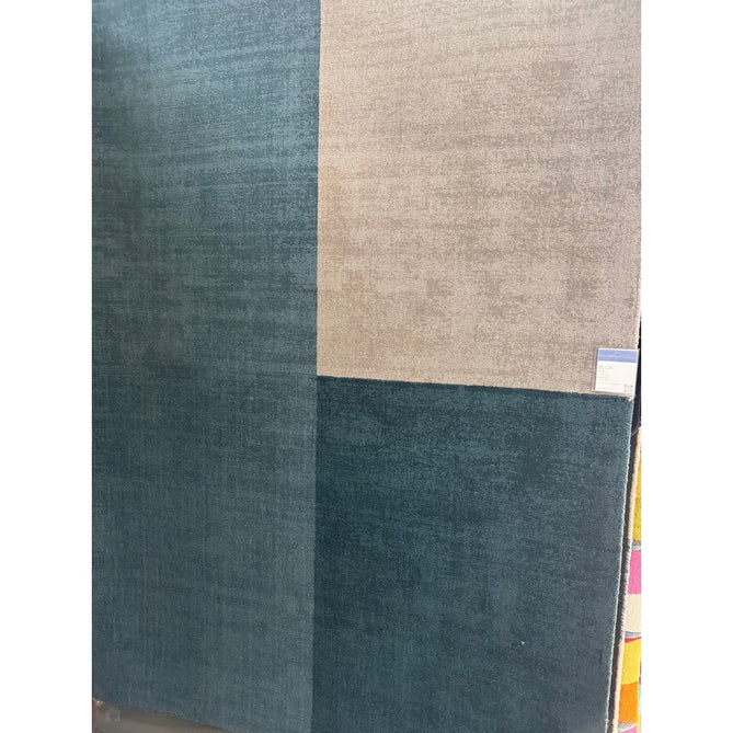 Blox Modern Plain Geometric Hand-Woven Textured Low-Pile Wool Teal/Grey Rug-Asiatic Carpets-Rug Love - The Most Loved Rug Store