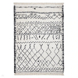 Boho 5402 Modern Moroccan Berber Soft Plush Shaggy White/Black Rug 200 x 290 cm