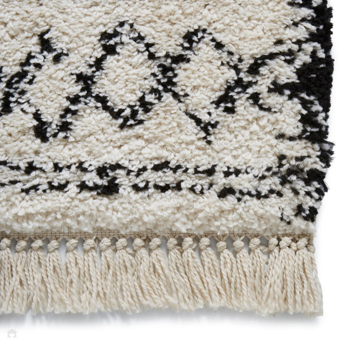 Boho 5402 Modern Moroccan Berber Soft Plush Shaggy White/Black Rug-Think Rugs-Rug Love - The Most Loved Rug Store