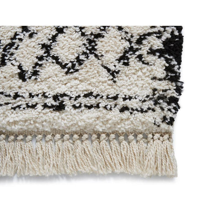 Boho 5402 Modern Moroccan Berber Soft Plush Shaggy White/Black Rug-Think Rugs-Rug Love - The Most Loved Rug Store