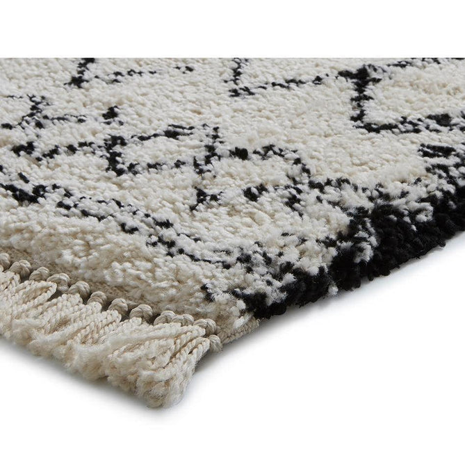 Boho 5402 Modern Moroccan Berber Soft Plush Shaggy White/Black Rug-Think Rugs-Rug Love - The Most Loved Rug Store