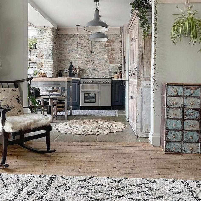 Boho 5402 Modern Moroccan Berber Soft Plush Shaggy White/Black Rug-Think Rugs-Rug Love - The Most Loved Rug Store