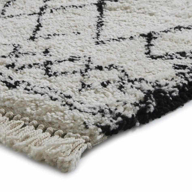 Boho 5402 Modern Moroccan Berber Soft Plush Shaggy White/Black Rug-Think Rugs-Rug Love - The Most Loved Rug Store