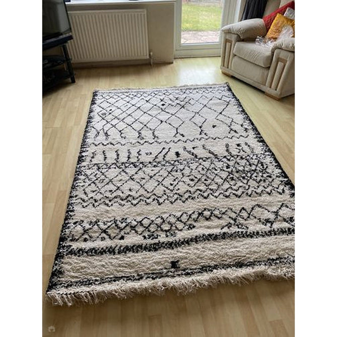 Boho 5402 Modern Moroccan Berber Soft Plush Shaggy White/Black Rug-Think Rugs-Rug Love - The Most Loved Rug Store