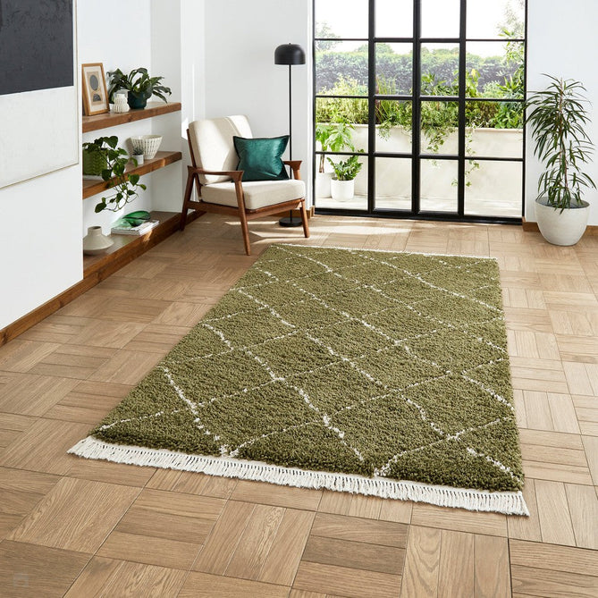 Boho 5413 Modern Moroccan Berber Soft Plush Shaggy Green Rug-Think Rugs-Rug Love - The Most Loved Rug Store