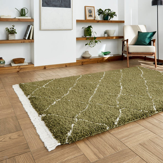 Boho 5413 Modern Moroccan Berber Soft Plush Shaggy Green Rug-Think Rugs-Rug Love - The Most Loved Rug Store