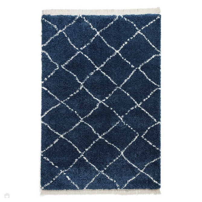 Boho 5413 Modern Moroccan Berber Soft Plush Shaggy Navy Rug-Think Rugs-Rug Love - The Most Loved Rug Store