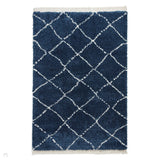 Boho 5413 Modern Moroccan Berber Soft Plush Shaggy Navy Rug