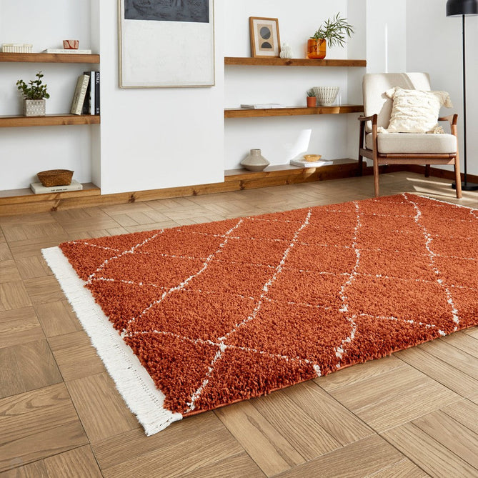 Boho 5413 Modern Moroccan Berber Soft Plush Shaggy Rust Rug-Think Rugs-Rug Love - The Most Loved Rug Store