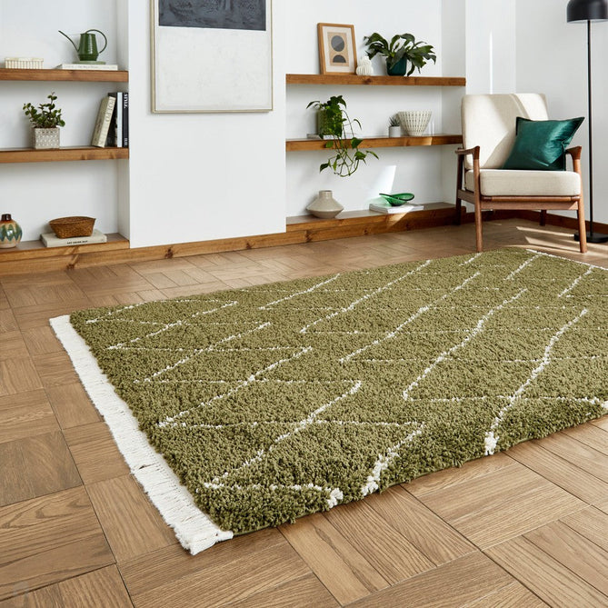 Boho 8280 Modern Moroccan Berber Soft Plush Shaggy Green Rug-Think Rugs-Rug Love - The Most Loved Rug Store