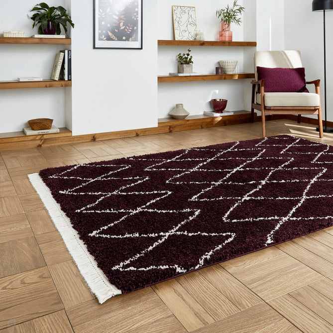 Boho 8280 Modern Moroccan Berber Soft Plush Shaggy Purple Rug-Think Rugs-Rug Love - The Most Loved Rug Store