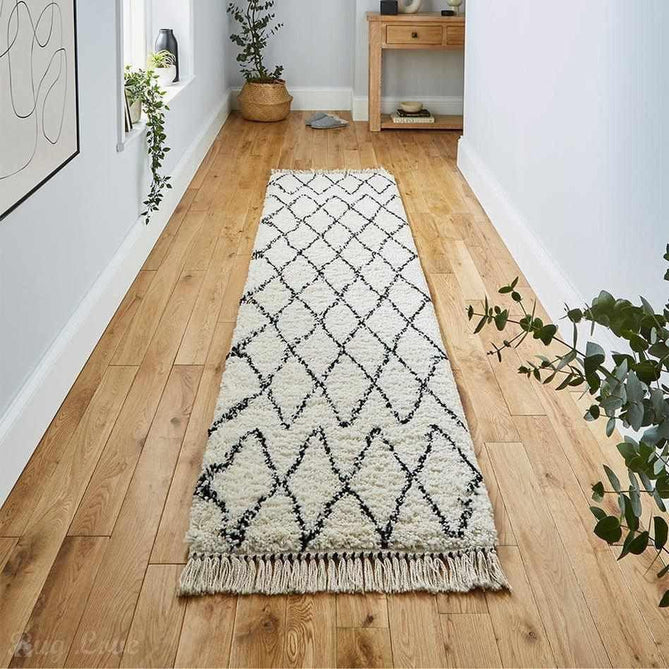 Boho 8280 Modern Moroccan Berber Soft Plush Shaggy White/Black Rug-Think Rugs-Rug Love - The Most Loved Rug Store