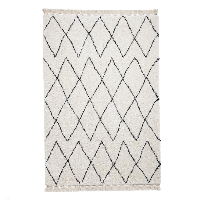 Boho 8280 Modern Moroccan Berber Soft Plush Shaggy White/Black Rug-Think Rugs-Rug Love - The Most Loved Rug Store