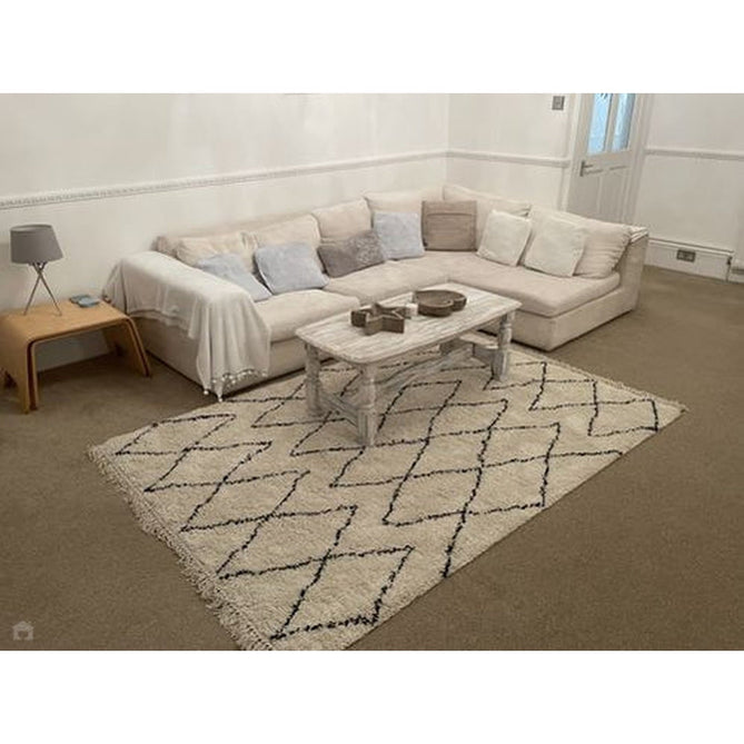 Boho 8280 Modern Moroccan Berber Soft Plush Shaggy White/Black Rug-Think Rugs-Rug Love - The Most Loved Rug Store